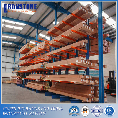Double Side Arm Heavy Duty Cantilever Warehouse Racking Untuk Penyimpanan Material Besar