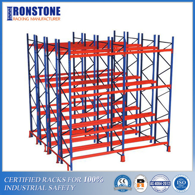 Q355 Steel Double Deep Pallet Rack Dengan Kepadatan Penyimpanan Ganda