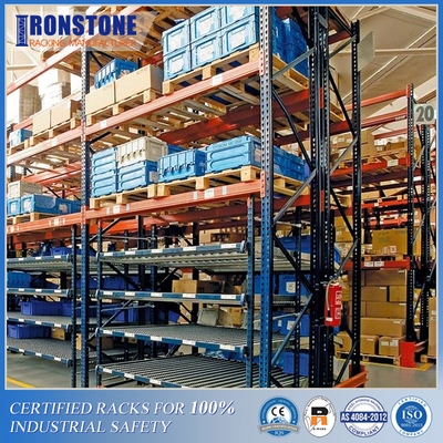 Sistem Racking Aliran Karton Pallet yang diambil secara gravitasi Dengan Rotasi Stok Cepat